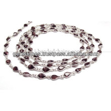 Pear Cut Bezel Beaded Chain, Wholesale Garnet Gemstone Bezel Jewelry Supplier